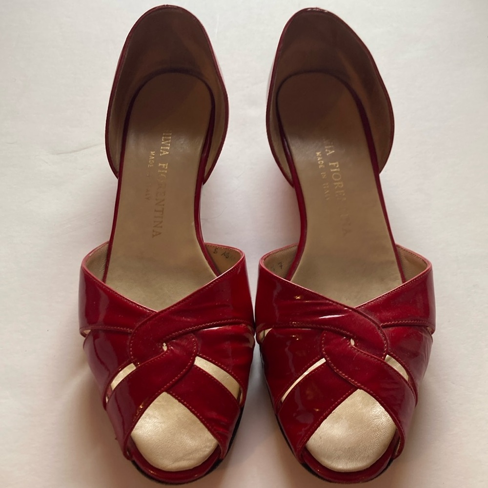 Silvia Fiorentina Red Wedge Flats